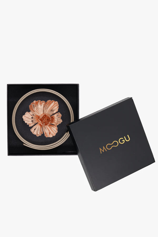 Big Flower Greige Rose Belt
