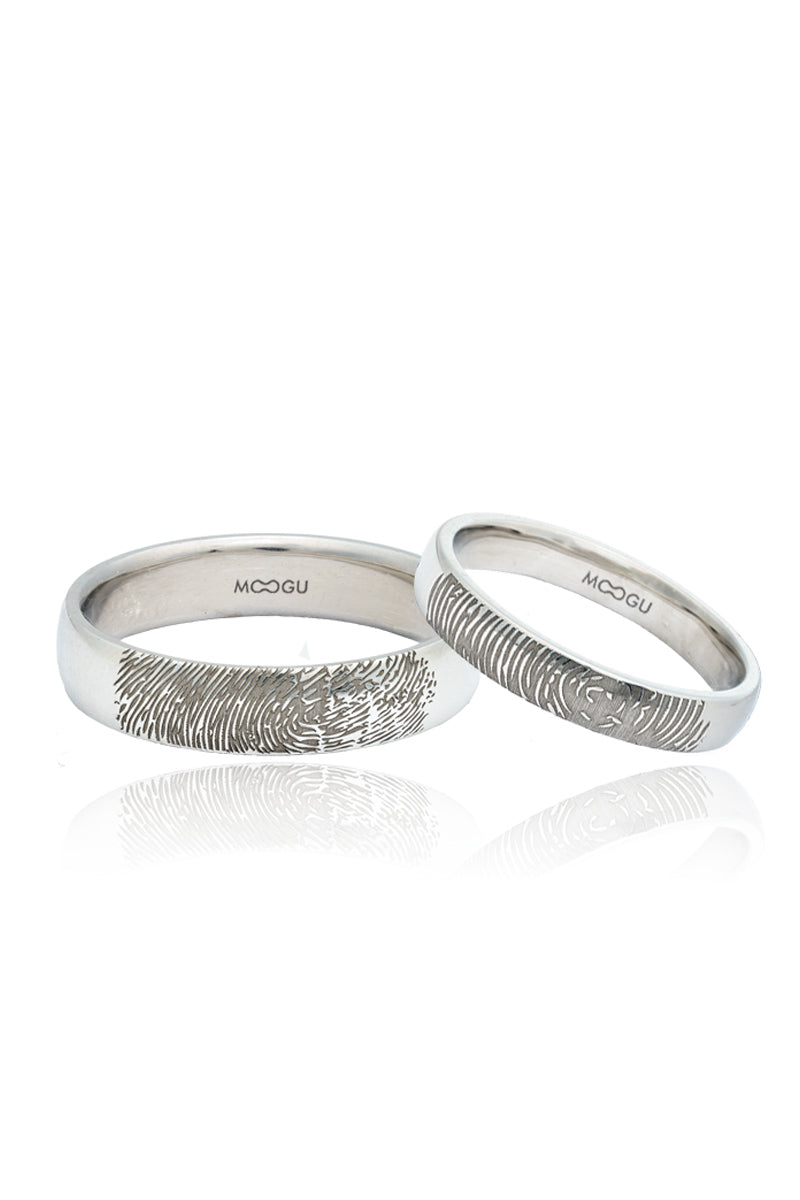 Graven Finger Print Wedding Bands