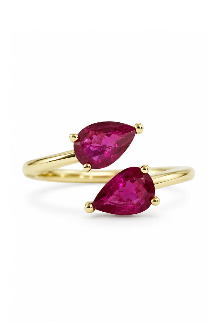Inel de logodnă Ruby Duet din aur cu rubine naturale