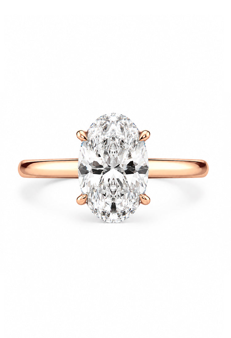 Inel de logodnă Oval Straight din aur cu diamant lab grown