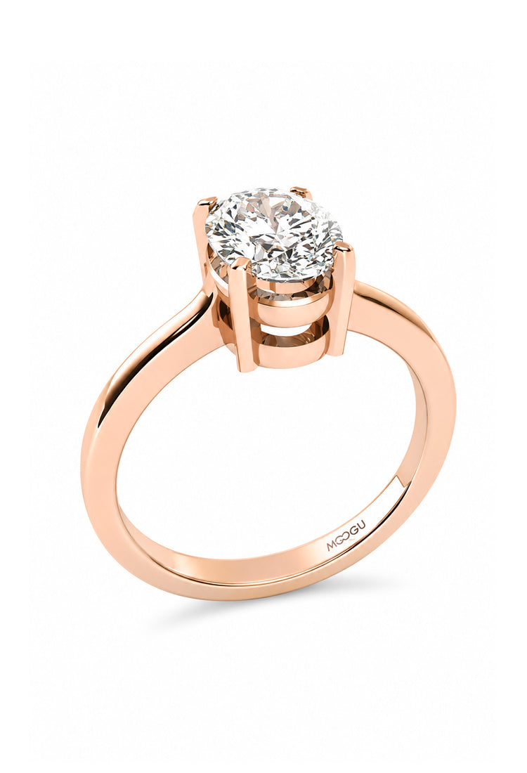 Inel de logodnă Oval Straight, detaliu montură diamant
