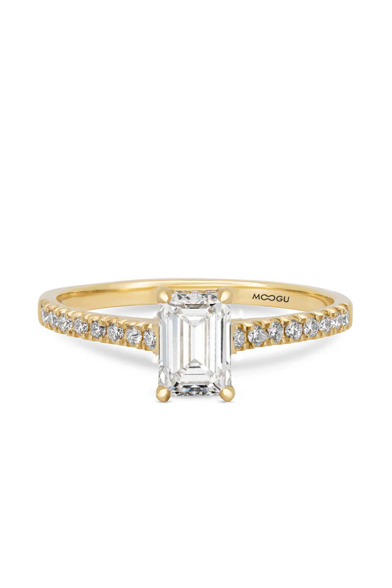 Inel de logodna Emerald Cut White With Stones
