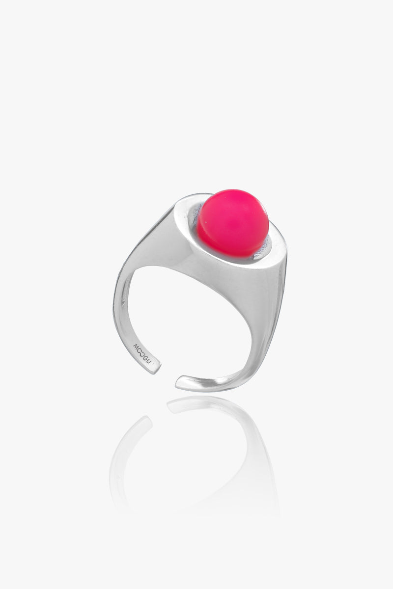 Inel Neon Pearl Signet Pink
