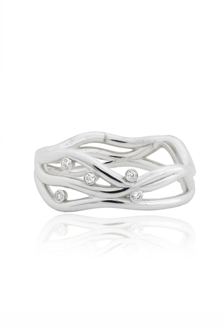 Verigheta din aur 14k Marriage, 5mm, cu 5 diamante naturale, lucrată manual, colecția MOOGU