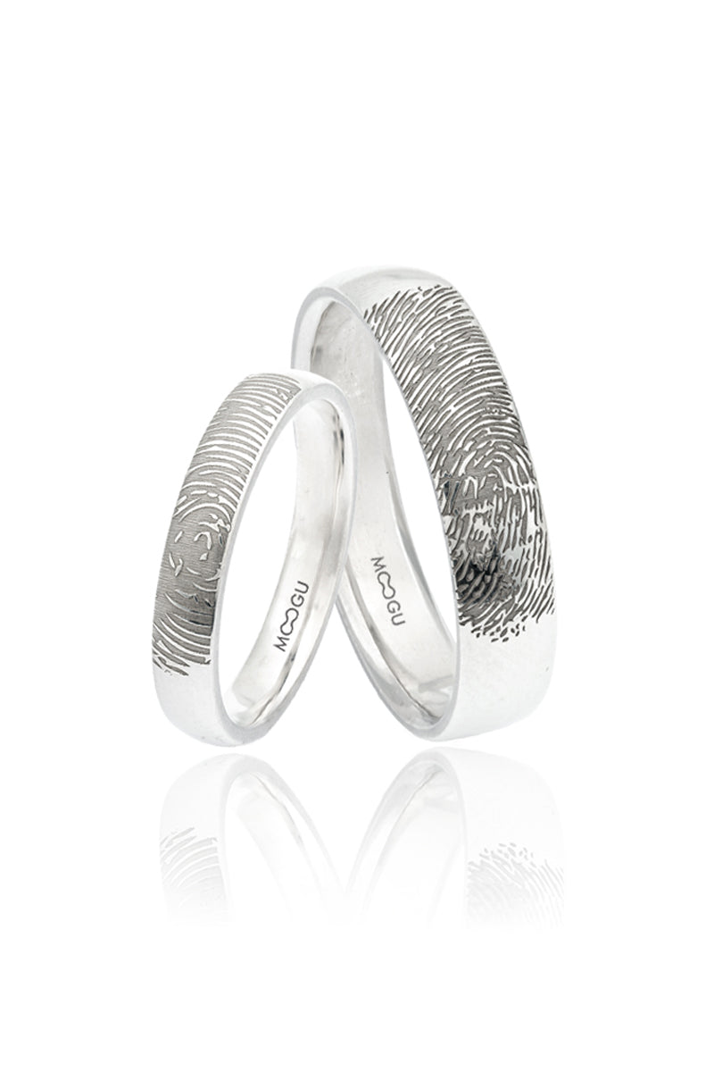Graven Finger Print Wedding Bands