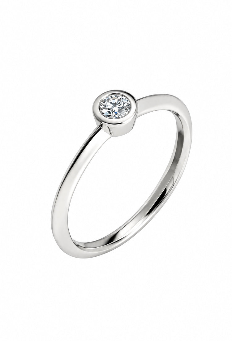 Inel de logodnă I Do cu diamant natural montat manual în aur 14k alb, MOOGU®