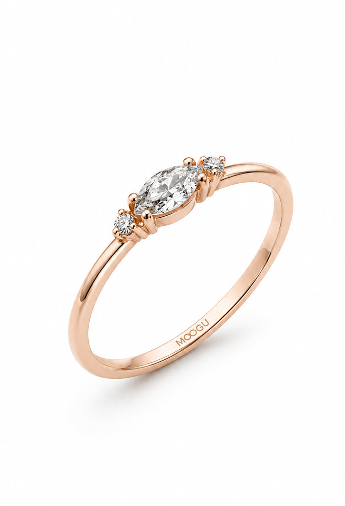 Marquise Salt and Pepper Engagement Ring