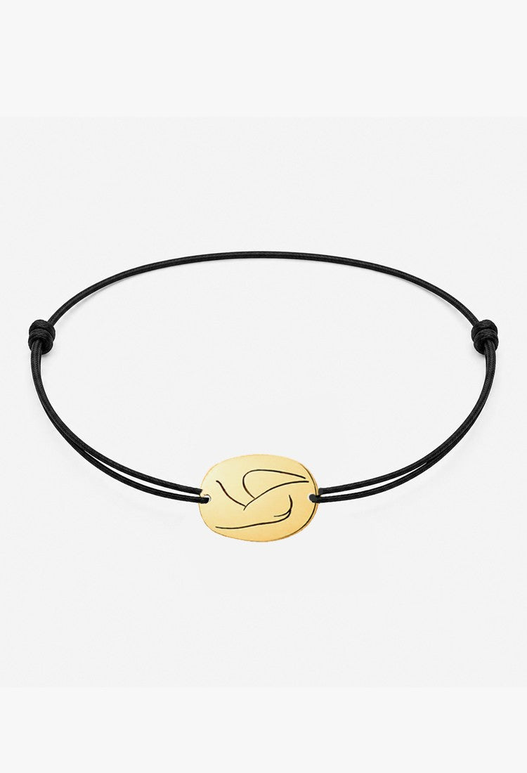 Brățară Muse aur 14K cu snur negru de mătase, colecția Brâncuși Nespus MOOGU
