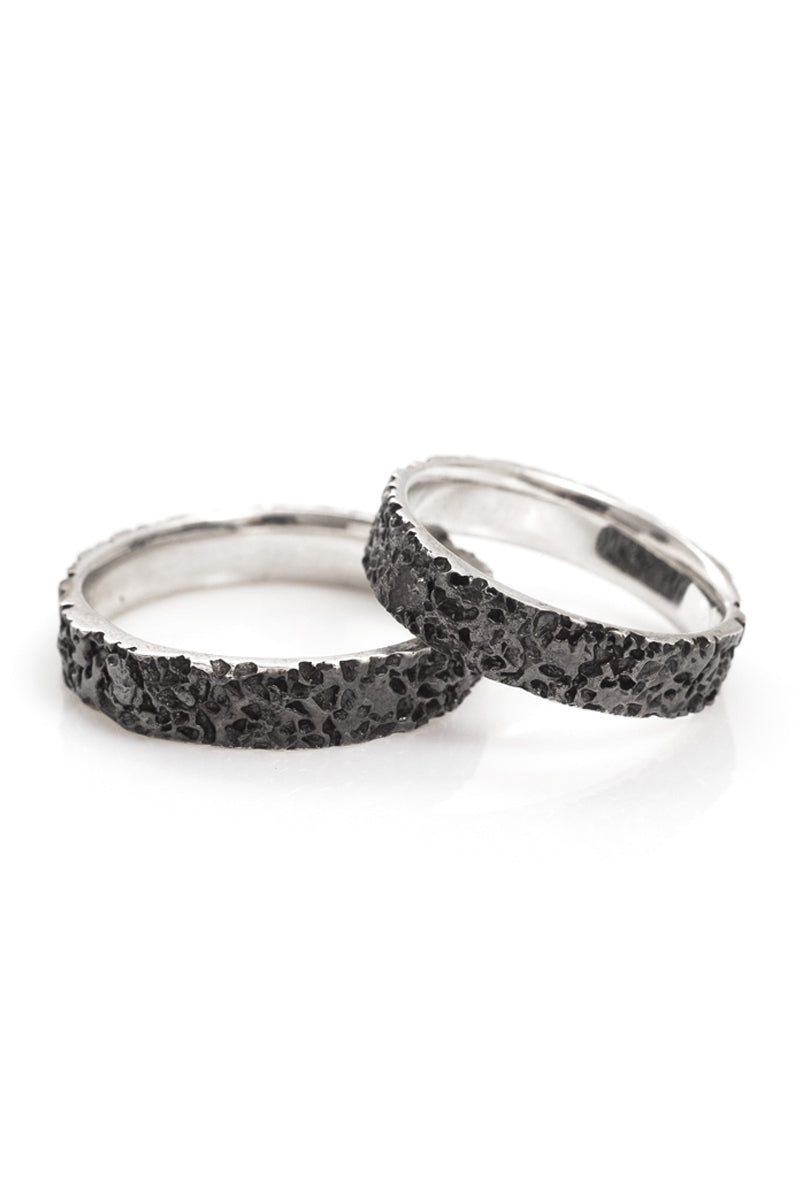 Black Sand Print Wedding Bands