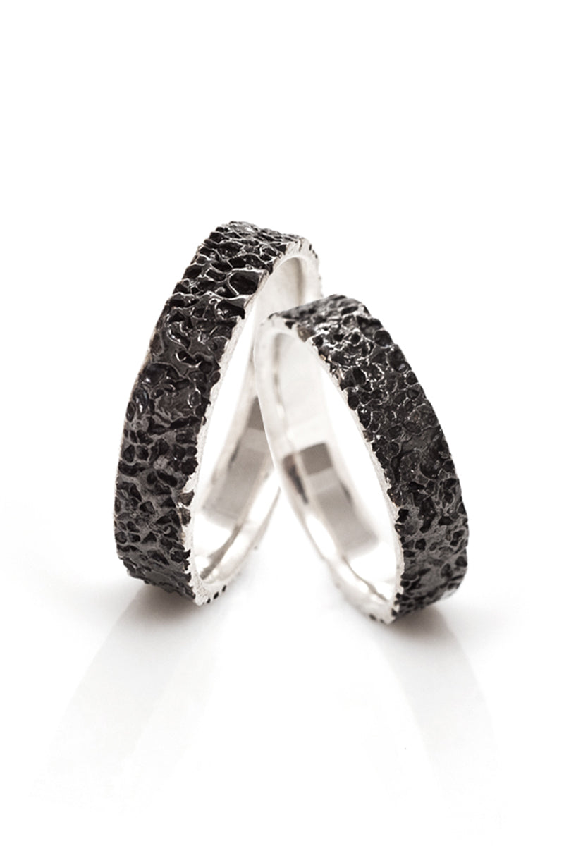 Black Sand Print Wedding Bands