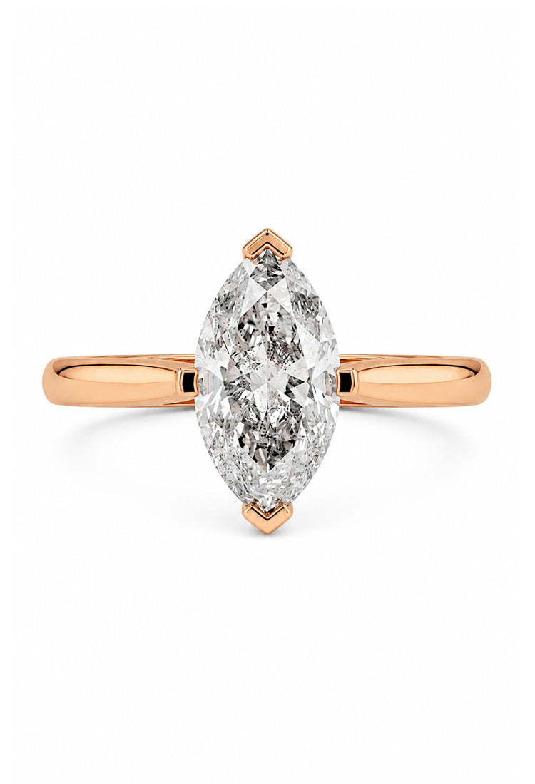 Inel de logodnă Marquise Storm, detaliu montură diamant central