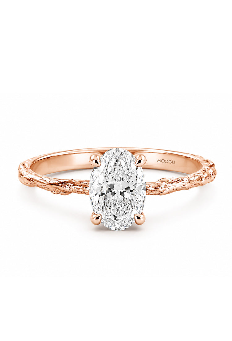 Inel de logodnă Oval, detaliu montură diamant