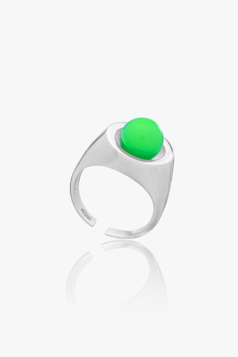 Inel Neon Pearl Signet Green