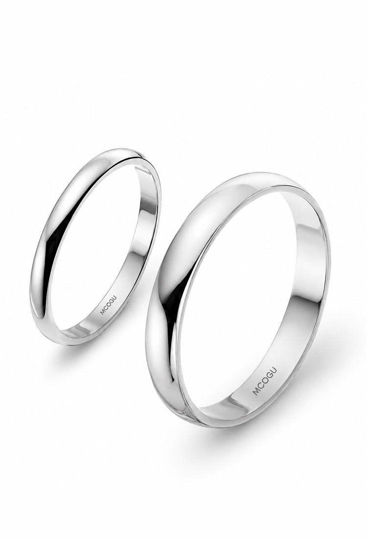 Verigheteset din aur 14k Simple Round Form, profil semi-curbat, lucrată manual, colecția MOOGU 