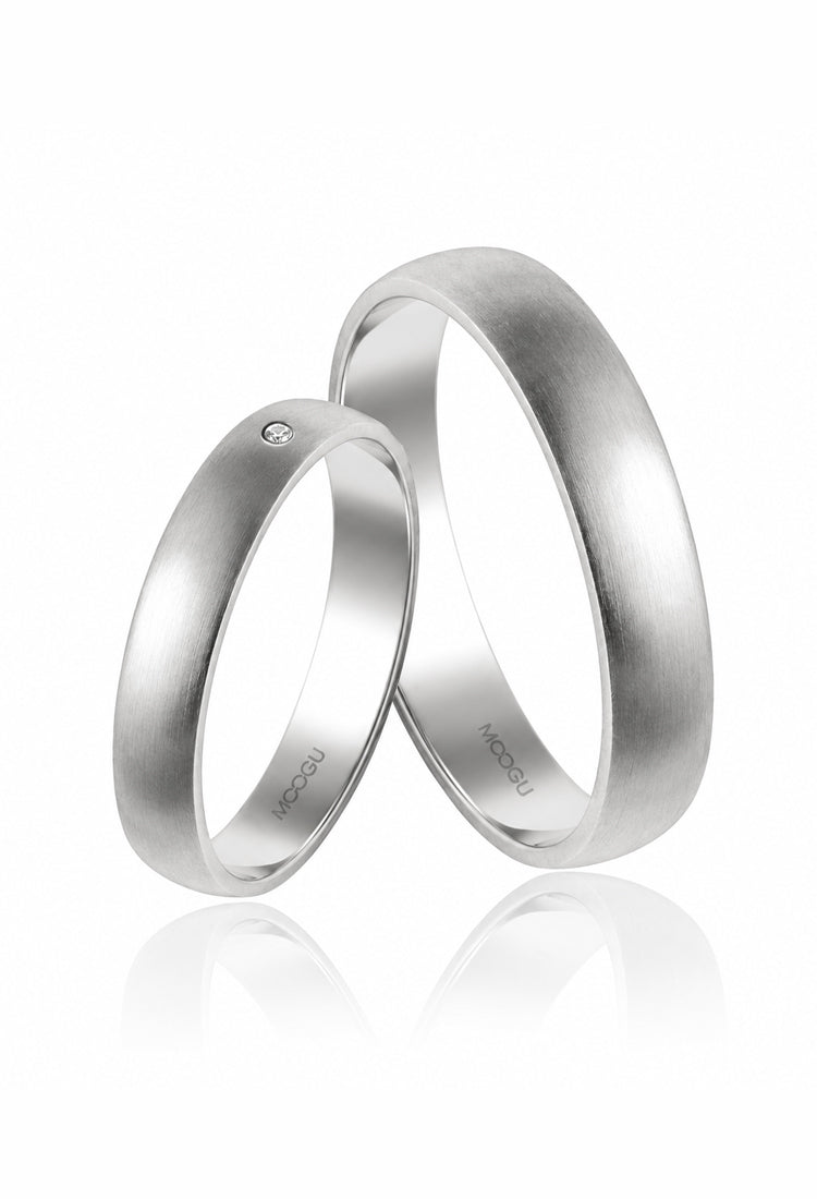 Verighete din aur 14k One Sparkle cu diamant natural VS1, lucrate manual, colecția MOOGU – vedere față