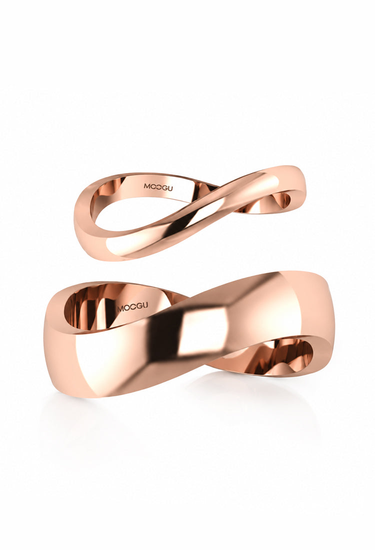 Verighete set din aur 14k Shapes, forme elegante și clasice, lucrate manual, colecția MOOGU 