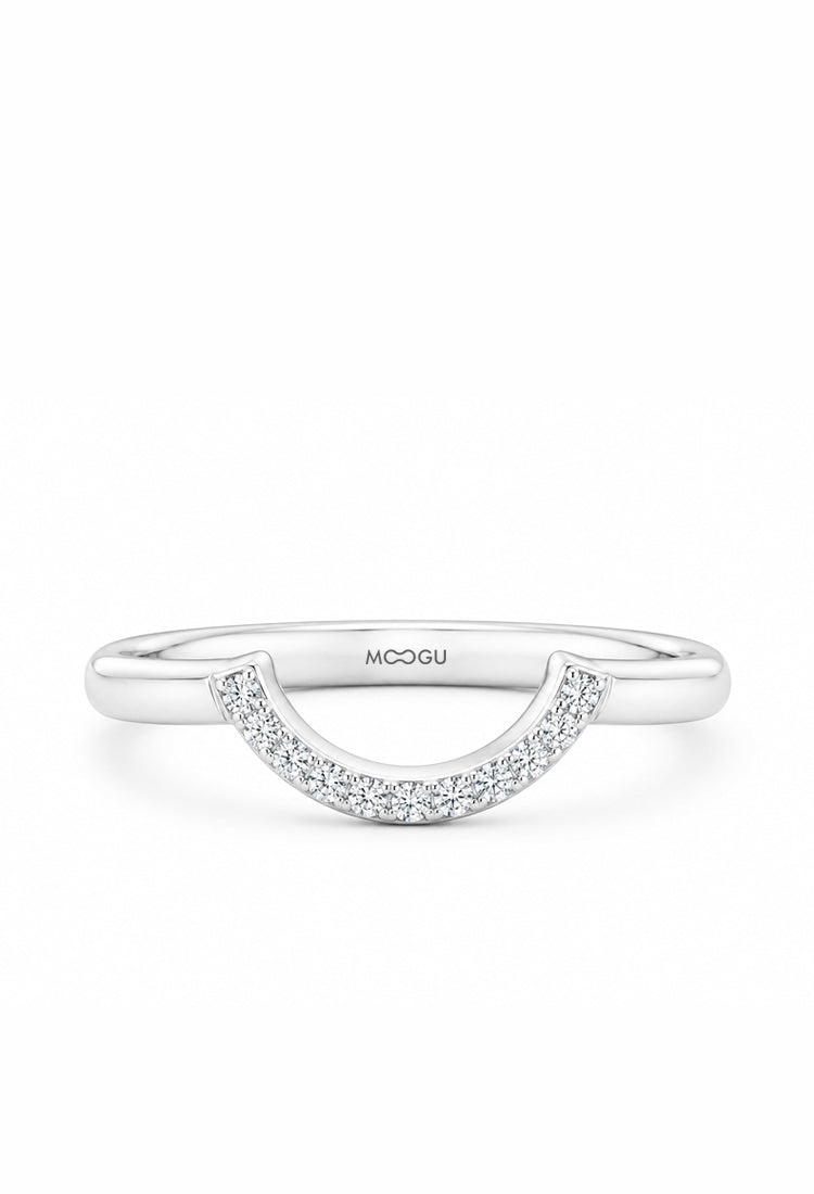 Verighetă din aur 14k U Shape Diamonds cu diamante naturale, colecția Made to Match MOOGU – vedere față