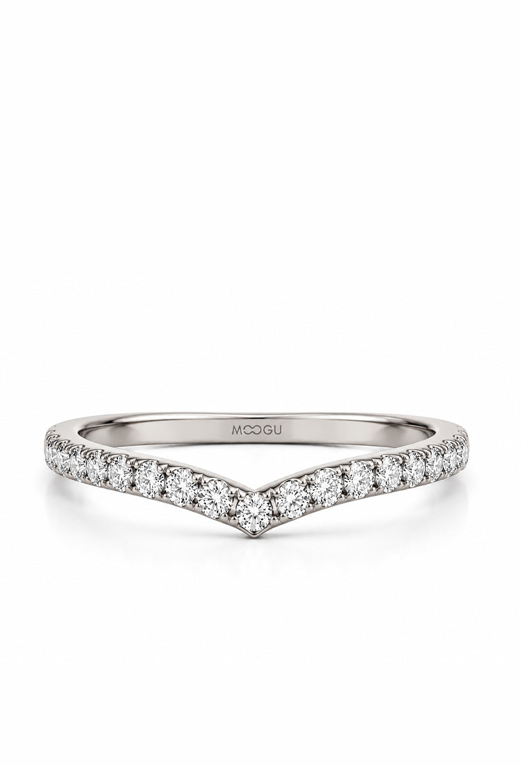 Verigheta V Shape din aur 14k, design V eternity, cu diamante naturale 0.10ct, lucrată manual, colecția MOOGU®