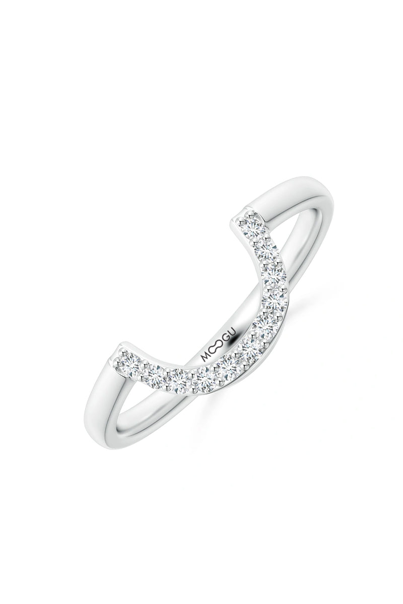 Gold Ring U Shape Diamonds