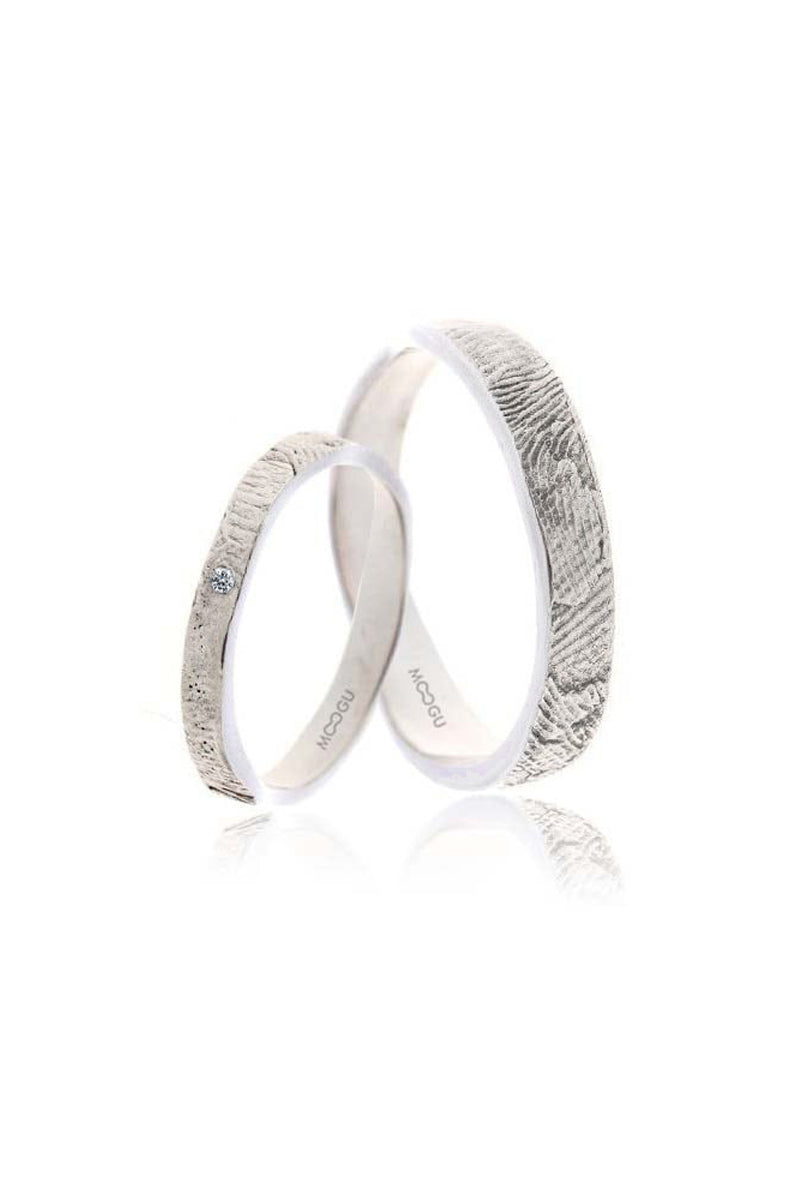 Wave Finger Print Wedding Bands