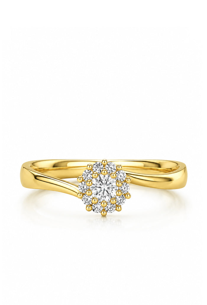 inel flower blosoom, aur si diamante