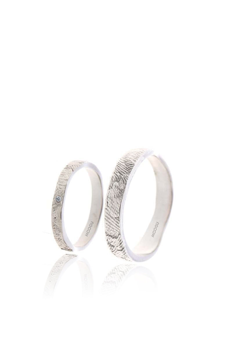 Wave Finger Print Wedding Bands