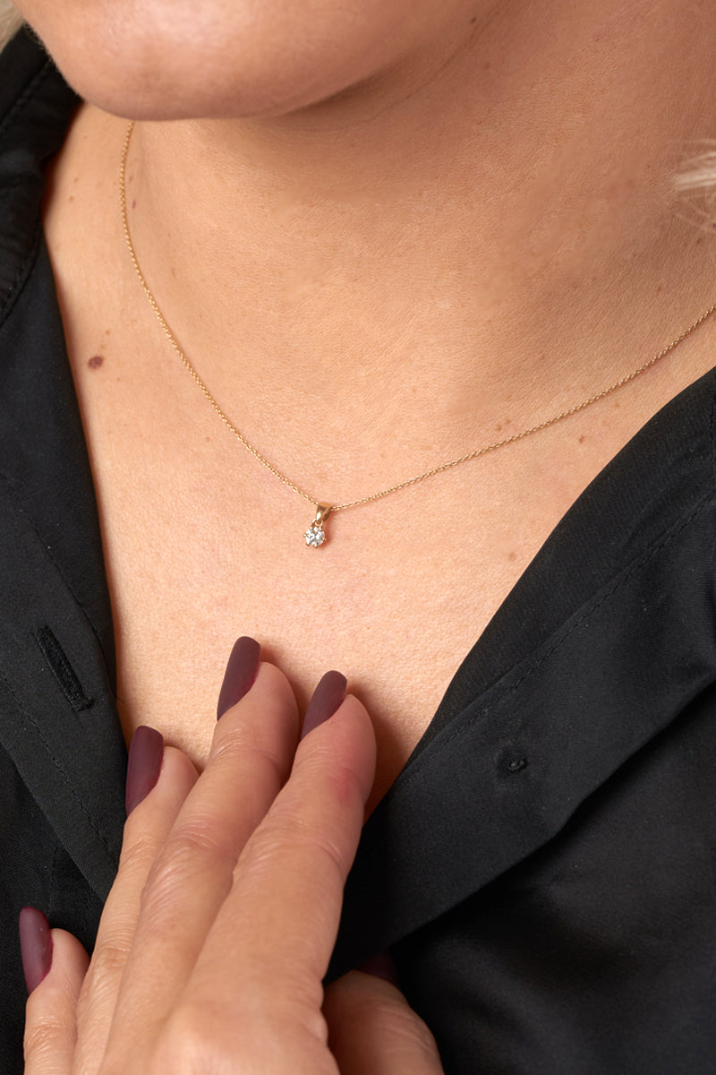 Solitaire Diamond Drop Necklace