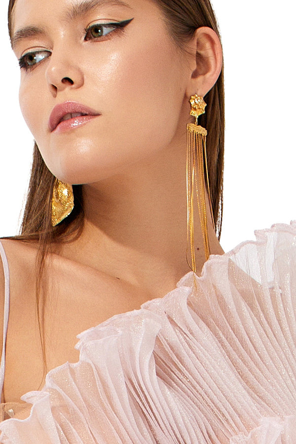 Long Chain Snail Earrings