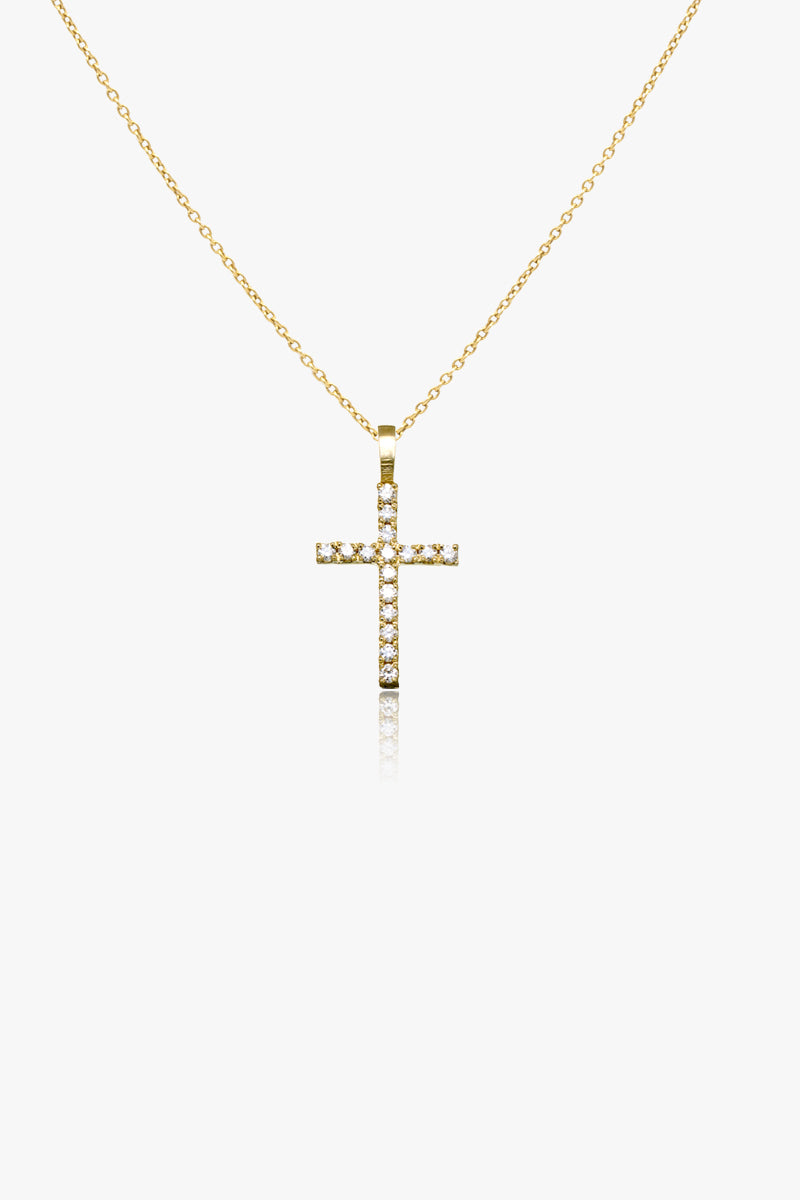 Petit Diamond Cross Necklace/Pendant